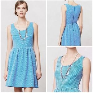 Anthropologie Maeve blue polka dot size M